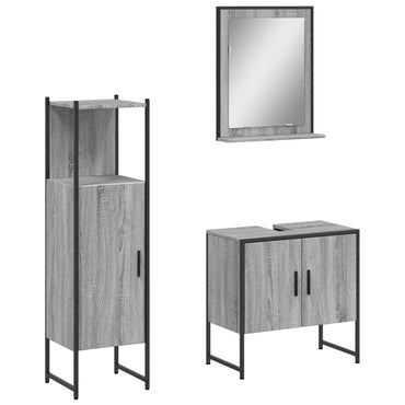vidaXL Ensemble de meubles de salle de bain 3 pcs Gris Aggloméré Sonoma