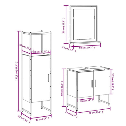 vidaXL Ensemble de meubles de salle de bain 3 pcs Gris Aggloméré Sonoma