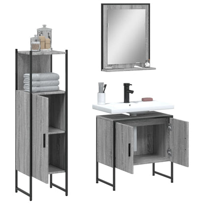 vidaXL Ensemble de meubles de salle de bain 3 pcs Gris Aggloméré Sonoma