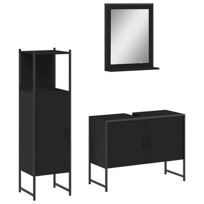 vidaXL Ensemble de meubles de salle de bain 3 pcs Noir Bois d'ingénierie