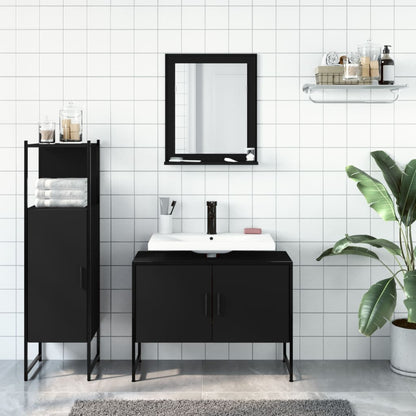 vidaXL Ensemble de meubles de salle de bain 3 pcs Noir Bois d'ingénierie