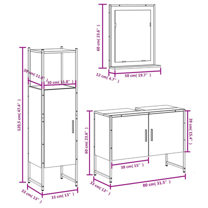 vidaXL Ensemble de meubles de salle de bain 3 pcs Noir Bois d'ingénierie