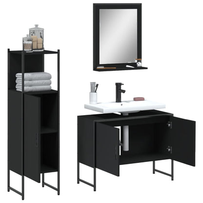 vidaXL Ensemble de meubles de salle de bain 3 pcs Noir Bois d'ingénierie
