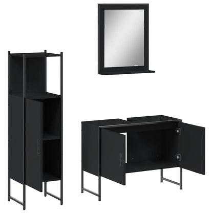 vidaXL Ensemble de meubles de salle de bain 3 pcs Noir Bois d'ingénierie
