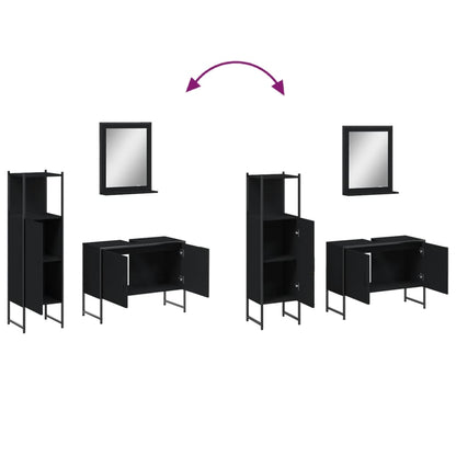 vidaXL Ensemble de meubles de salle de bain 3 pcs Noir Bois d'ingénierie