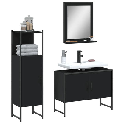 vidaXL Ensemble de meubles de salle de bain 3 pcs Noir Bois d'ingénierie