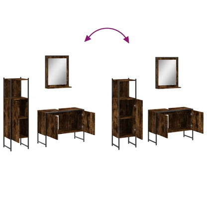 vidaXL 3-tlg. Badmöbel-Set Räuchereiche Holzwerkstoff