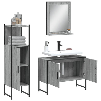 vidaXL Ensemble de meubles de salle de bain 3 pcs Gris Aggloméré Sonoma