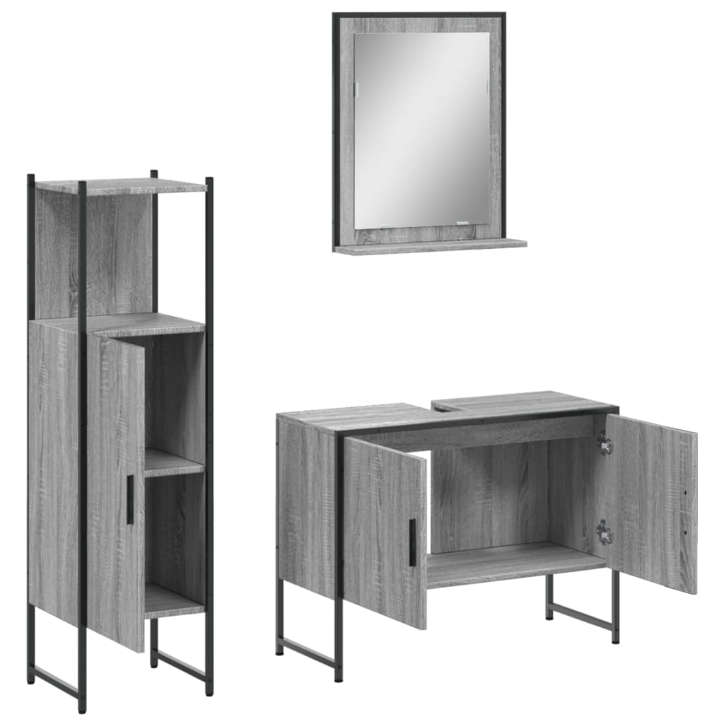 vidaXL Ensemble de meubles de salle de bain 3 pcs Gris Aggloméré Sonoma