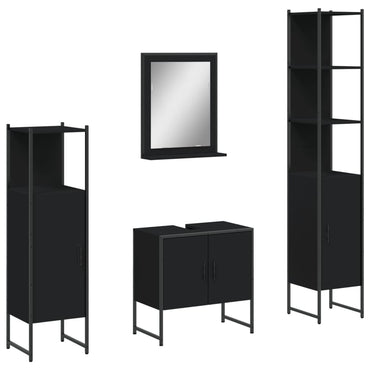 vidaXL Ensemble de meubles de salle de bain 4 pcs Noir Aggloméré