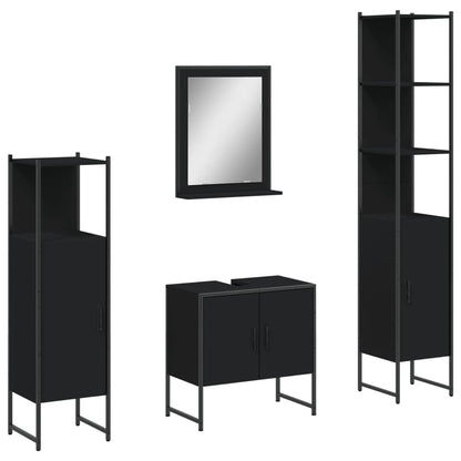 vidaXL Ensemble de meubles de salle de bain 4 pcs Noir Aggloméré