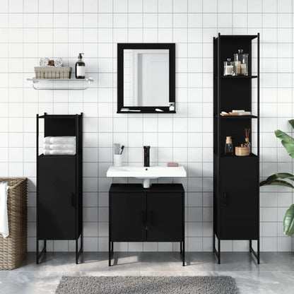 vidaXL Ensemble de meubles de salle de bain 4 pcs Noir Aggloméré