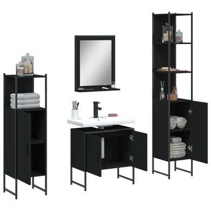 vidaXL Ensemble de meubles de salle de bain 4 pcs Noir Aggloméré