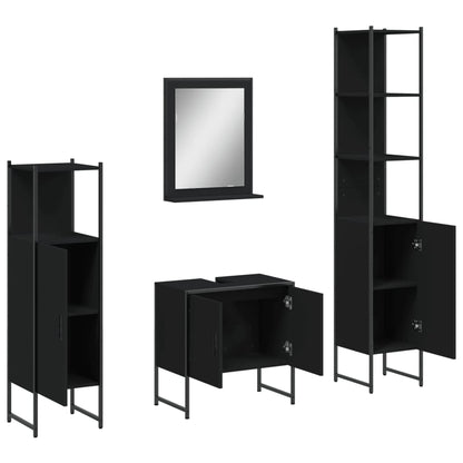 vidaXL Ensemble de meubles de salle de bain 4 pcs Noir Aggloméré
