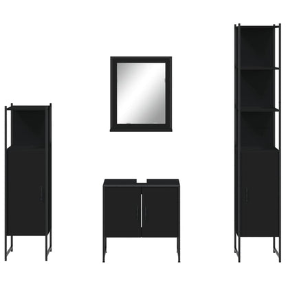 vidaXL Ensemble de meubles de salle de bain 4 pcs Noir Aggloméré