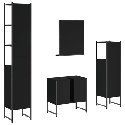 vidaXL Ensemble de meubles de salle de bain 4 pcs Noir Aggloméré