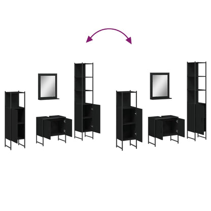 vidaXL Ensemble de meubles de salle de bain 4 pcs Noir Aggloméré