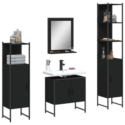 vidaXL Ensemble de meubles de salle de bain 4 pcs Noir Aggloméré
