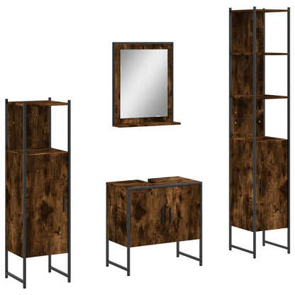vidaXL Ensemble de meubles de salle de bain 4 pcs Chêne fumé en bois d'ingénierie