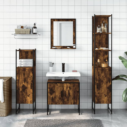 vidaXL Ensemble de meubles de salle de bain 4 pcs Chêne fumé en bois d'ingénierie