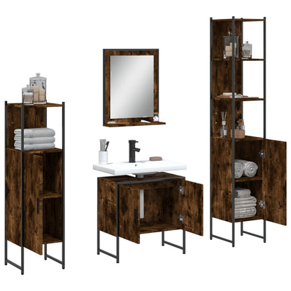 vidaXL Ensemble de meubles de salle de bain 4 pcs Chêne fumé en bois d'ingénierie