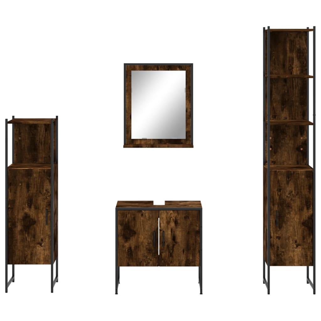 vidaXL Ensemble de meubles de salle de bain 4 pcs Chêne fumé en bois d'ingénierie