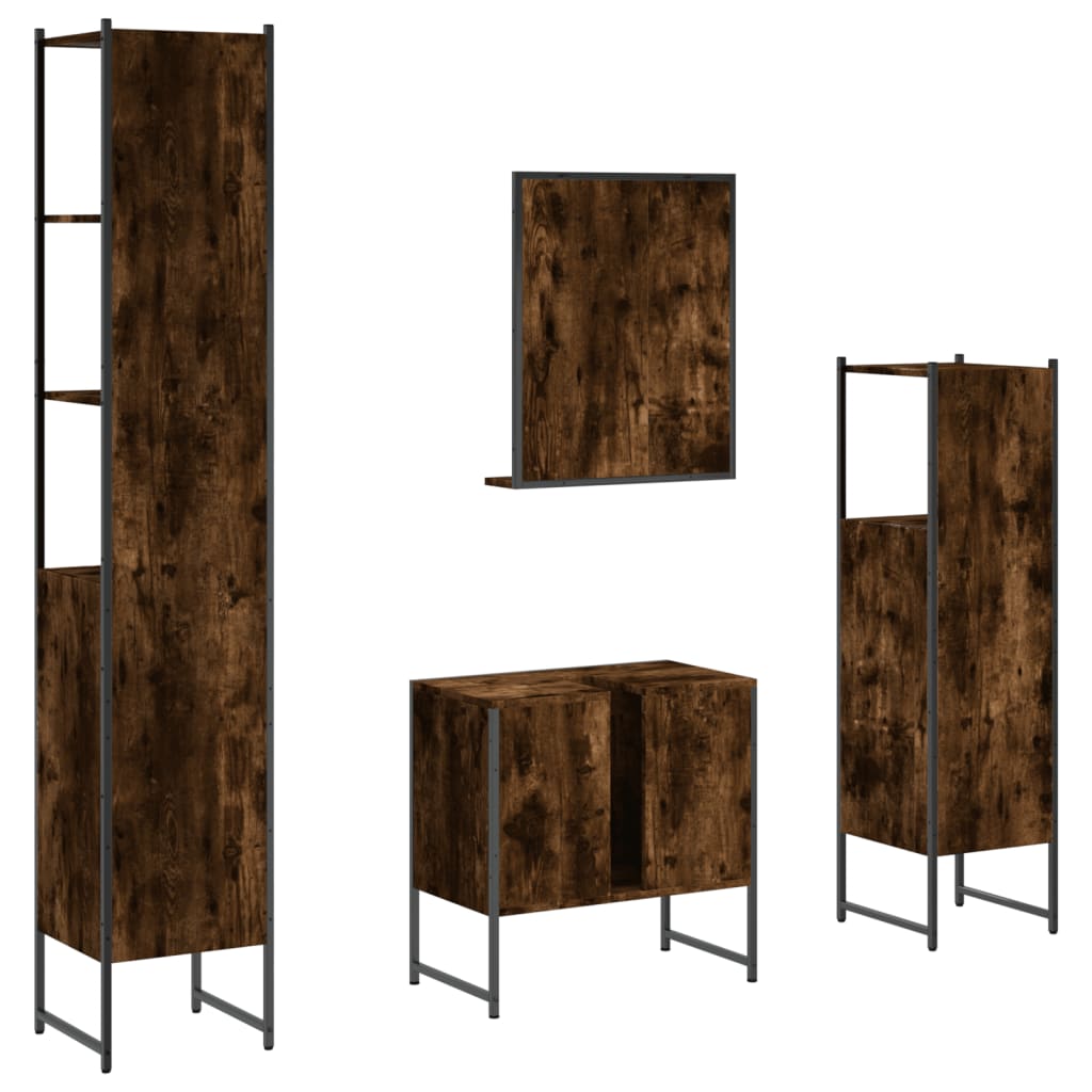 vidaXL Ensemble de meubles de salle de bain 4 pcs Chêne fumé en bois d'ingénierie