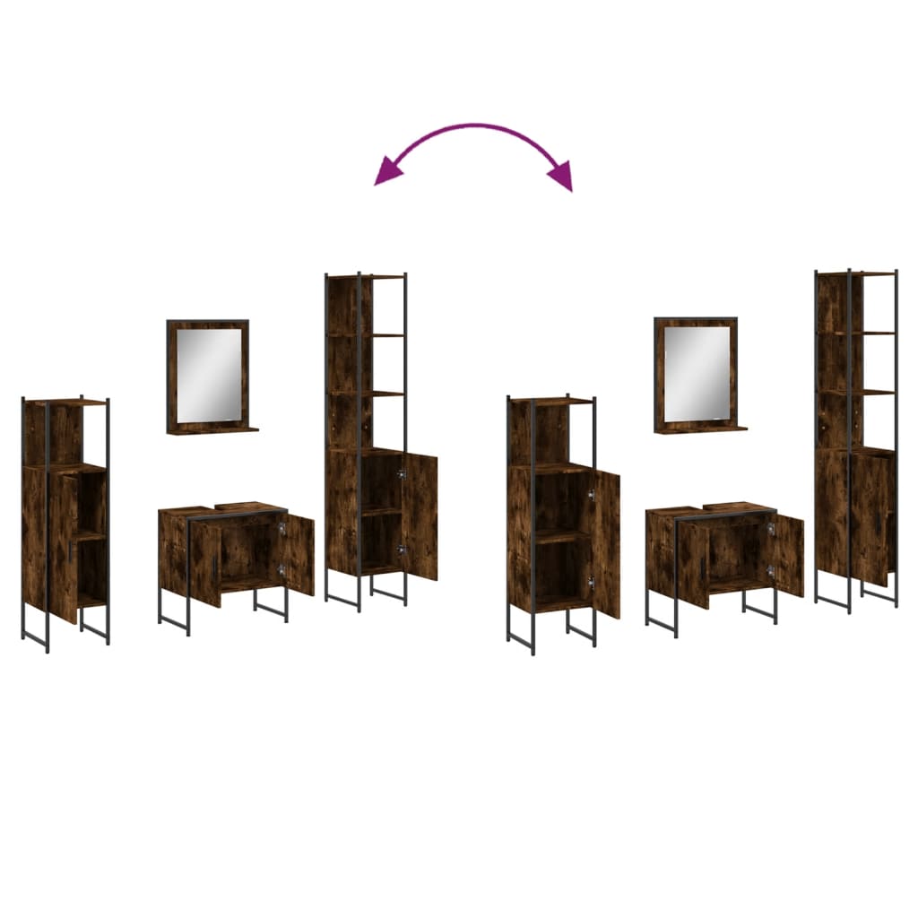 vidaXL Ensemble de meubles de salle de bain 4 pcs Chêne fumé en bois d'ingénierie