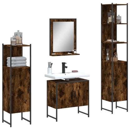vidaXL Ensemble de meubles de salle de bain 4 pcs Chêne fumé en bois d'ingénierie