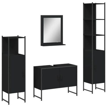 vidaXL Ensemble de meubles de salle de bain 4 pcs Noir Aggloméré