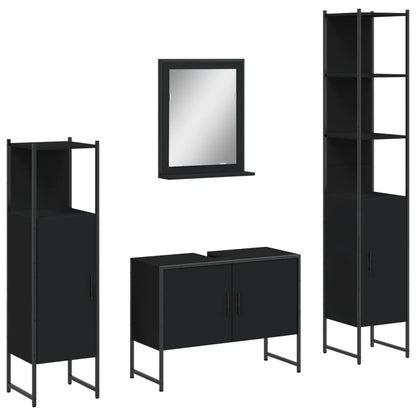 vidaXL Ensemble de meubles de salle de bain 4 pcs Noir Aggloméré