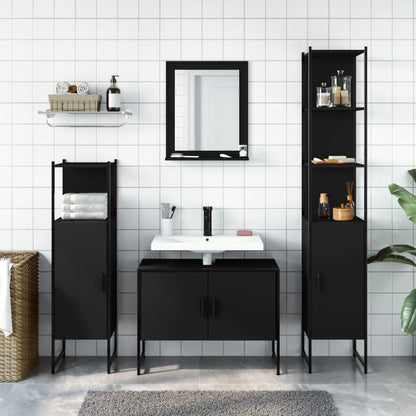 vidaXL Ensemble de meubles de salle de bain 4 pcs Noir Aggloméré