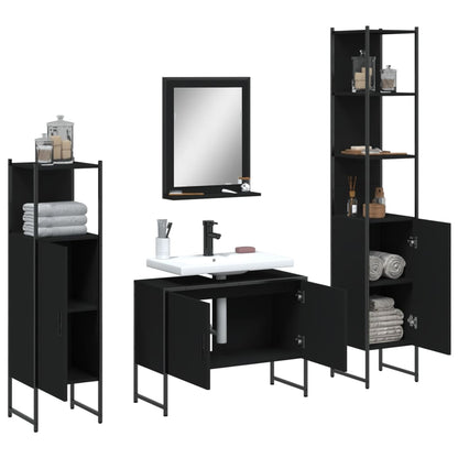 vidaXL Ensemble de meubles de salle de bain 4 pcs Noir Aggloméré