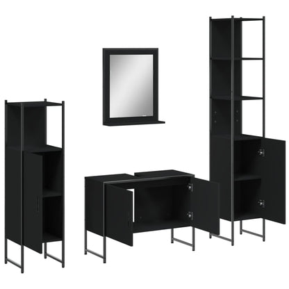 vidaXL Ensemble de meubles de salle de bain 4 pcs Noir Aggloméré
