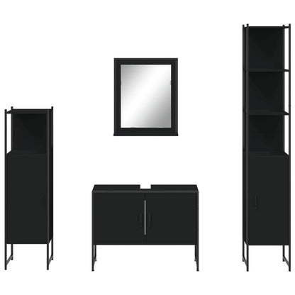 vidaXL Ensemble de meubles de salle de bain 4 pcs Noir Aggloméré