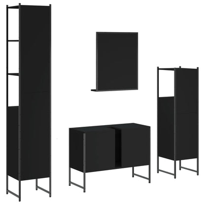 vidaXL Ensemble de meubles de salle de bain 4 pcs Noir Aggloméré