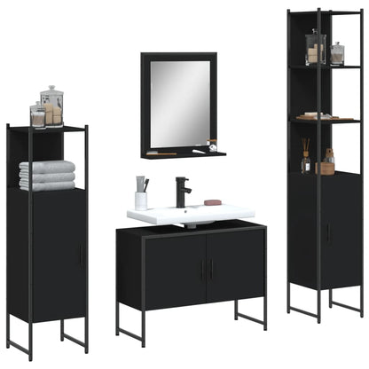 vidaXL Ensemble de meubles de salle de bain 4 pcs Noir Aggloméré