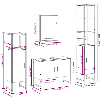 vidaXL Ensemble de meubles de salle de bain 4 pcs Chêne fumé en bois d'ingénierie