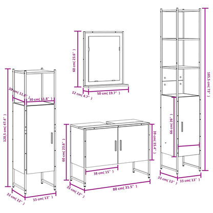 vidaXL Ensemble de meubles de salle de bain 4 pcs Gris Sonoma Aggloméré