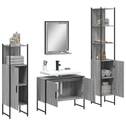 vidaXL Ensemble de meubles de salle de bain 4 pcs Gris Sonoma Aggloméré