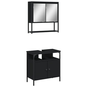 vidaXL Ensemble de meubles de salle de bain 2 pièces Noir Bois d'ingénierie