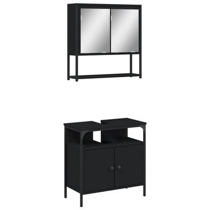 vidaXL Ensemble de meubles de salle de bain 2 pièces Noir Bois d'ingénierie