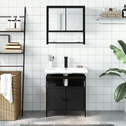 vidaXL Ensemble de meubles de salle de bain 2 pièces Noir Bois d'ingénierie