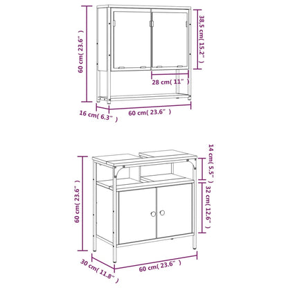 vidaXL Ensemble de meubles de salle de bain 2 pièces Noir Bois d'ingénierie