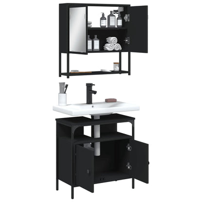 vidaXL Ensemble de meubles de salle de bain 2 pièces Noir Bois d'ingénierie