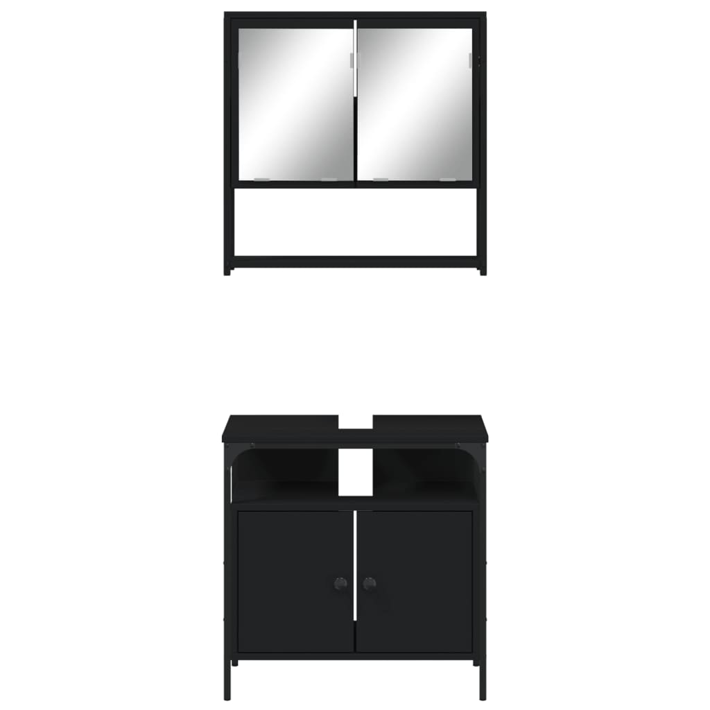 vidaXL Ensemble de meubles de salle de bain 2 pièces Noir Bois d'ingénierie