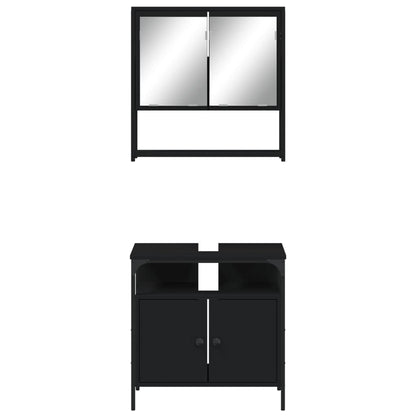 vidaXL Ensemble de meubles de salle de bain 2 pièces Noir Bois d'ingénierie