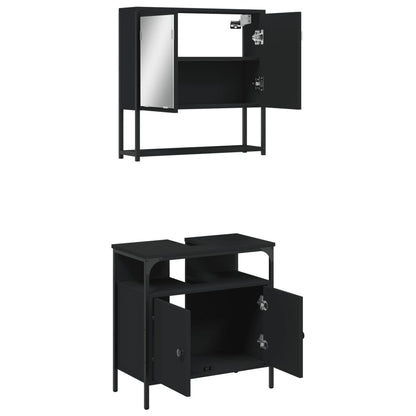 vidaXL Ensemble de meubles de salle de bain 2 pièces Noir Bois d'ingénierie