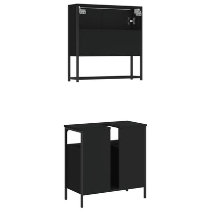 vidaXL Ensemble de meubles de salle de bain 2 pièces Noir Bois d'ingénierie