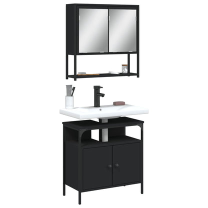 vidaXL Ensemble de meubles de salle de bain 2 pièces Noir Bois d'ingénierie